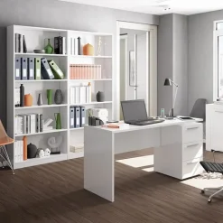 Libreria 80x201h cm moderna soggiorno bianco opaco Allan