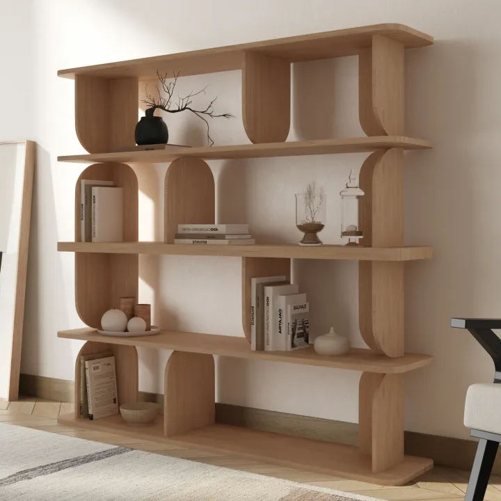 Libreria 160x156h cm moderna soggiorno rovere Bukly