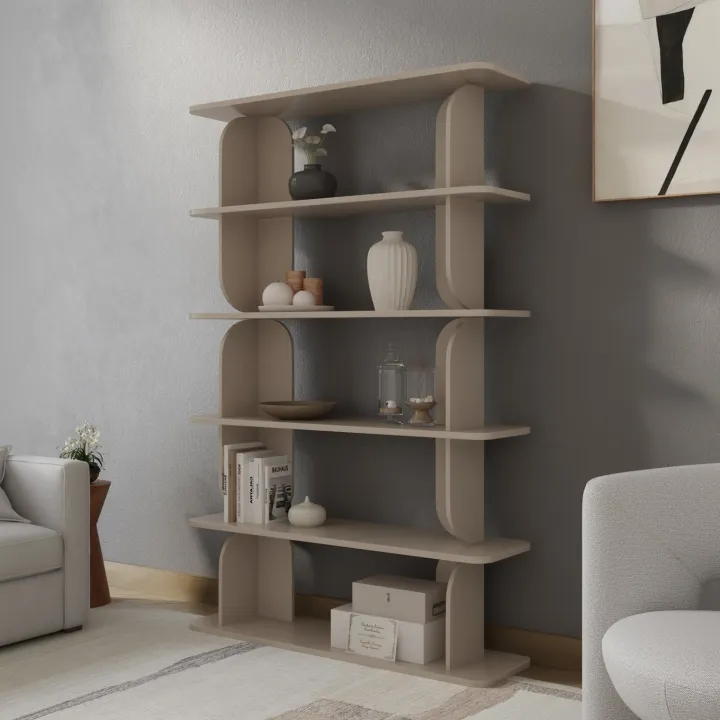Libreria 120x185h cm moderna soggiorno cashmere Bukly