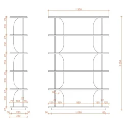 Libreria 120x185h cm moderna soggiorno rovere Bukly