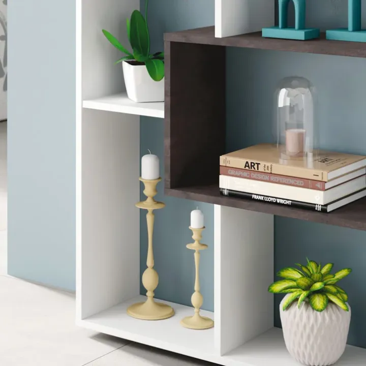 Libreria 80x180h cm multiposizione moderna bianco opaco ossido Texas