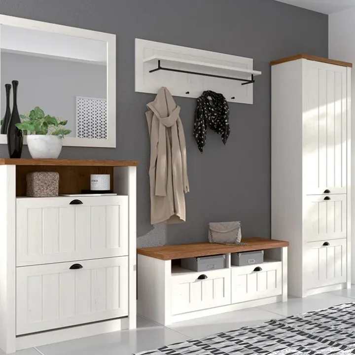 Libreria 90x198h cm 4 ripiani bianco frassinato rovere Provenza