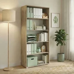 Libreria 80x176h cm 4 ripiani moderna rovere Time L