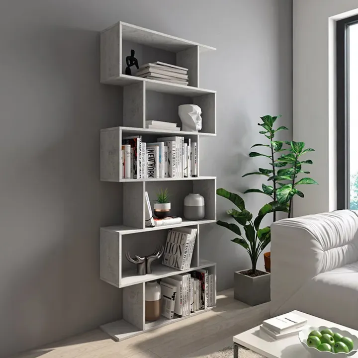 Libreria 80x191h cm ufficio moderna grigio Carry