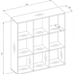Libreria 111x111h cm 6 vani a giorno 3 ante bianco Giove