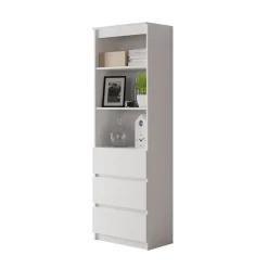 Libreria 60x180h cm 3 vani a giorno 3 cassetti moderna bianco Sterling