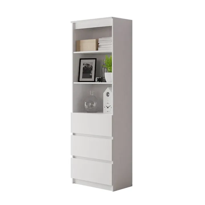 Libreria 60x180h cm 3 vani a giorno 3 cassetti moderna bianco Sterling