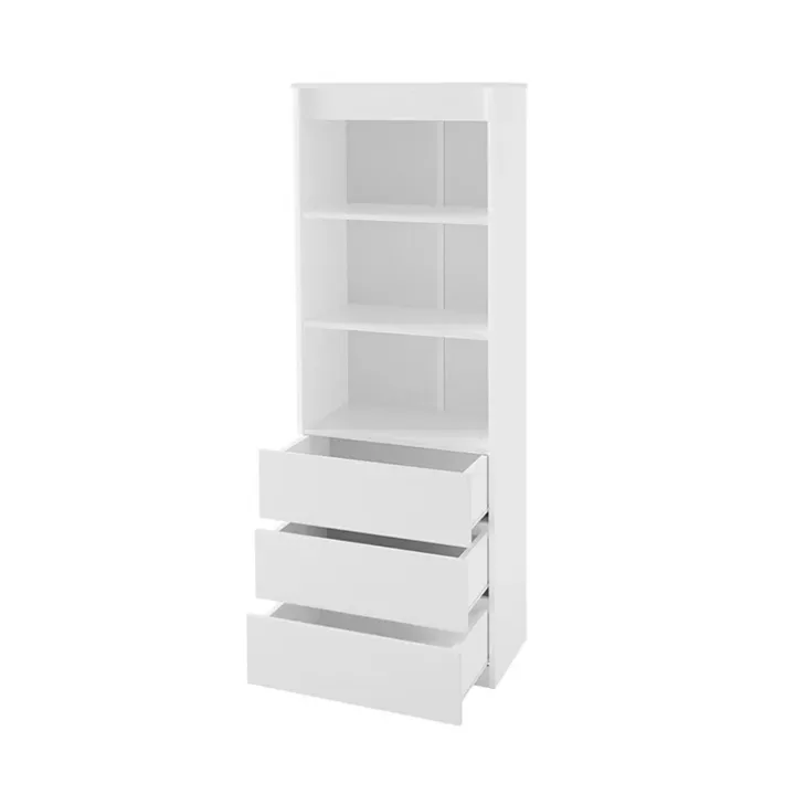 Libreria 60x180h cm 3 vani a giorno 3 cassetti moderna bianco Sterling