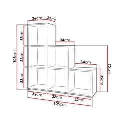 Libreria 105x108h cm 6 vani a giorno moderna bianco Reading
