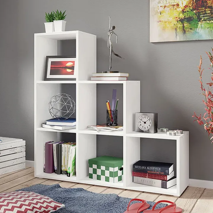 Libreria 105x108h cm 6 vani a giorno moderna bianco Reading