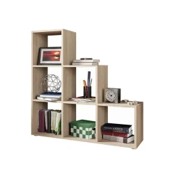 Libreria 105x108h cm 6 vani a giorno moderna rovere Reading