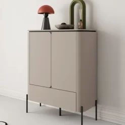 Madia alta moderna 98x124h cm 2 ante 1 cassetto tortora Carty