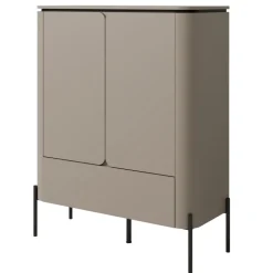 Madia alta moderna 98x124h cm 2 ante 1 cassetto tortora Carty