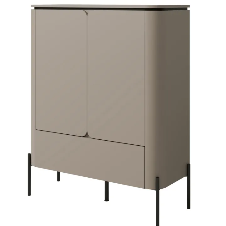 Madia alta moderna 98x124h cm 2 ante 1 cassetto tortora Carty