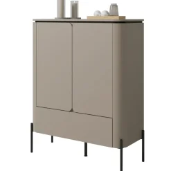 Madia alta moderna 98x124h cm 2 ante 1 cassetto tortora Carty