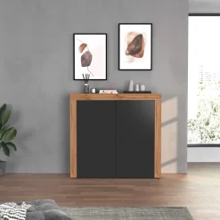 Madia alta moderna 140x130h cm antracite rovere Block