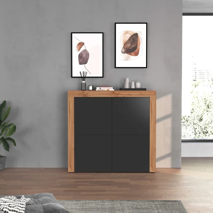 Madia alta moderna 140x130h cm antracite rovere Block