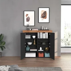 Madia alta moderna 140x130h cm antracite rovere Block