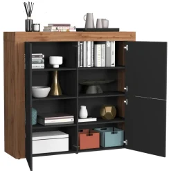 Madia alta moderna 140x130h cm antracite rovere Block