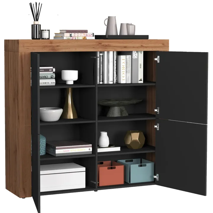 Madia alta moderna 140x130h cm antracite rovere Block