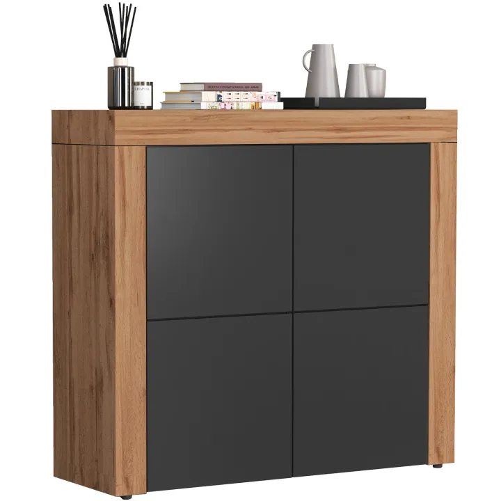 Madia alta moderna 140x130h cm antracite rovere Block