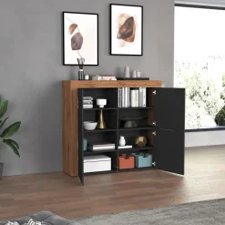 Madia alta moderna 140x130h cm antracite rovere Block