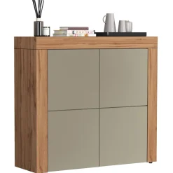 Madia alta moderna 140x130h cm tortora rovere Block