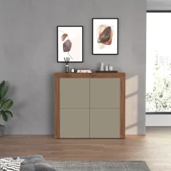 Madia alta moderna 140x130h cm tortora rovere Block