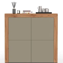 Madia alta moderna 140x130h cm tortora rovere Block