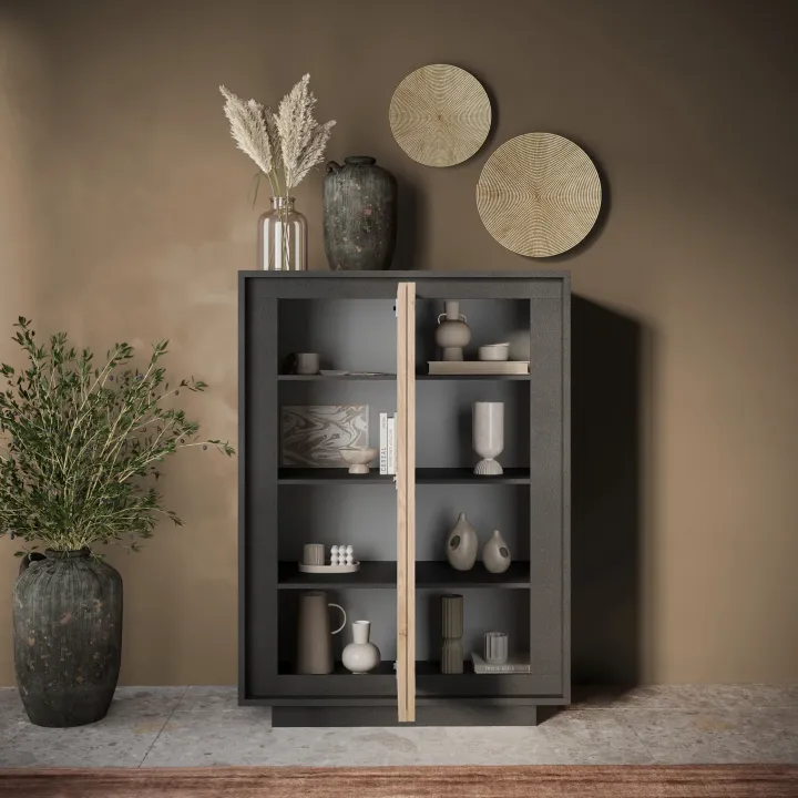 Madia alta 106x171h cm 2 ante antracite rovere chiaro Deluxe