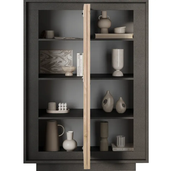 Madia alta 106x171h cm 2 ante antracite rovere chiaro Deluxe