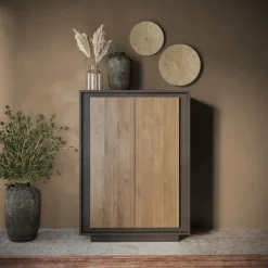 Madia alta 106x171h cm 2 ante antracite rovere scuro Deluxe