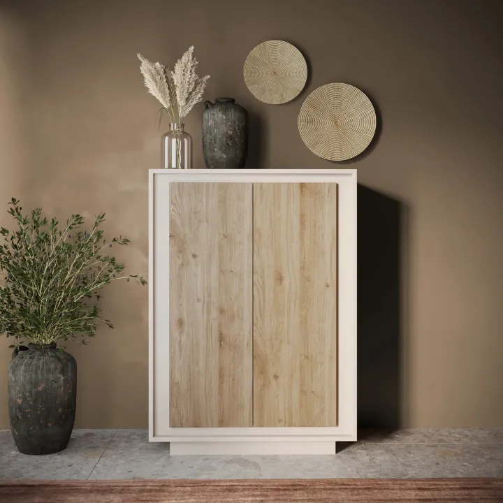 Madia alta 106x171h cm 2 ante beige rovere chiaro Deluxe