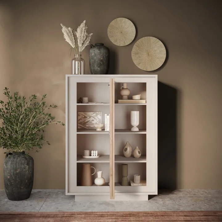 Madia alta 106x171h cm 2 ante beige rovere chiaro Deluxe