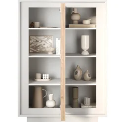 Madia alta 106x171h cm 2 ante bianco opaco rovere chiaro Deluxe