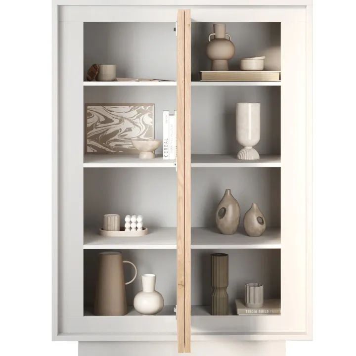 Madia alta 106x171h cm 2 ante bianco opaco rovere chiaro Deluxe