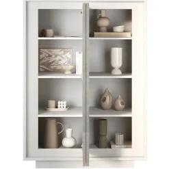 Madia alta 106x171h cm 2 ante bianco opaco grigio cemento Deluxe