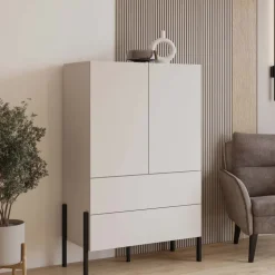 Madia alta 90x150h cm 2 ante 4 cassetti beige cashmere Simple