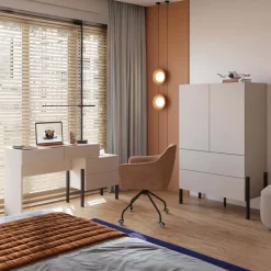 Madia alta 90x150h cm 2 ante 4 cassetti beige cashmere Simple