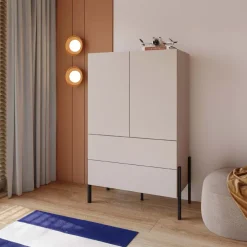 Madia alta 90x150h cm 2 ante 4 cassetti beige cashmere Simple