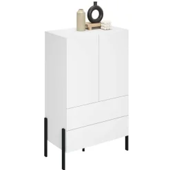 Madia alta 90x150h cm 2 ante 4 cassetti bianco Simple