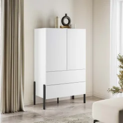 Madia alta 90x150h cm 2 ante 4 cassetti bianco Simple