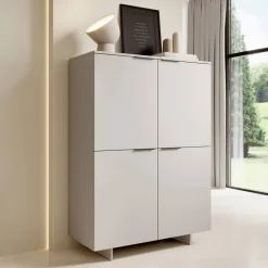 Madia alta 100x145h cm 4 ante soggiorno beige cashmere Stone