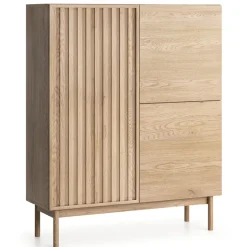 Madia alta 106x130h cm design moderno cannettato rovere Colby