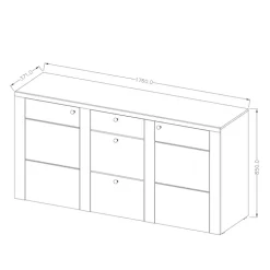 Madia con cassetti 176x85h cm 2 ante quercia rovere grigio Paloma 2