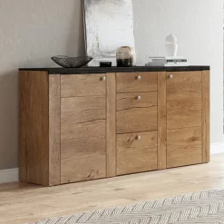 Madia con cassetti 176x85h cm 2 ante quercia rovere grigio Paloma 2