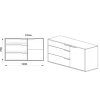 Madia moderna 120x71h cm 1 anta 3 cassetti rovere bianco Misty