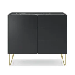 Madia moderna 97x83h cm 1 anta 3 cassetti moderna grafite frassinato effetto marmo Sirena