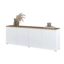 Madia moderna 200x68h cm 4 ante bianco rovere Ischia