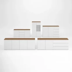 Madia moderna 200x68h cm 4 ante bianco rovere Ischia